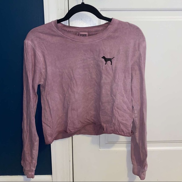 PINK Victoria's Secret Tops - Women’s PINK Cropped long sleeve logo tee
